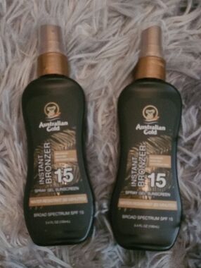 New 2 Pack Australian Gold Instant Bronzer Spray Gel SPF 15